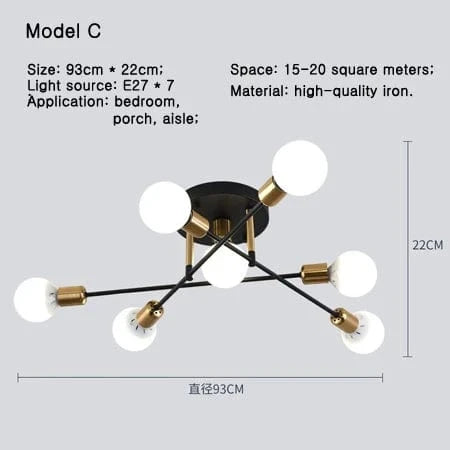 Plafonnier de salon nordique - Collection Créative Multi-têtes Haricots Magiques | Marco Lucetti Modèle C / 220V / CHINE | Sans ampoule