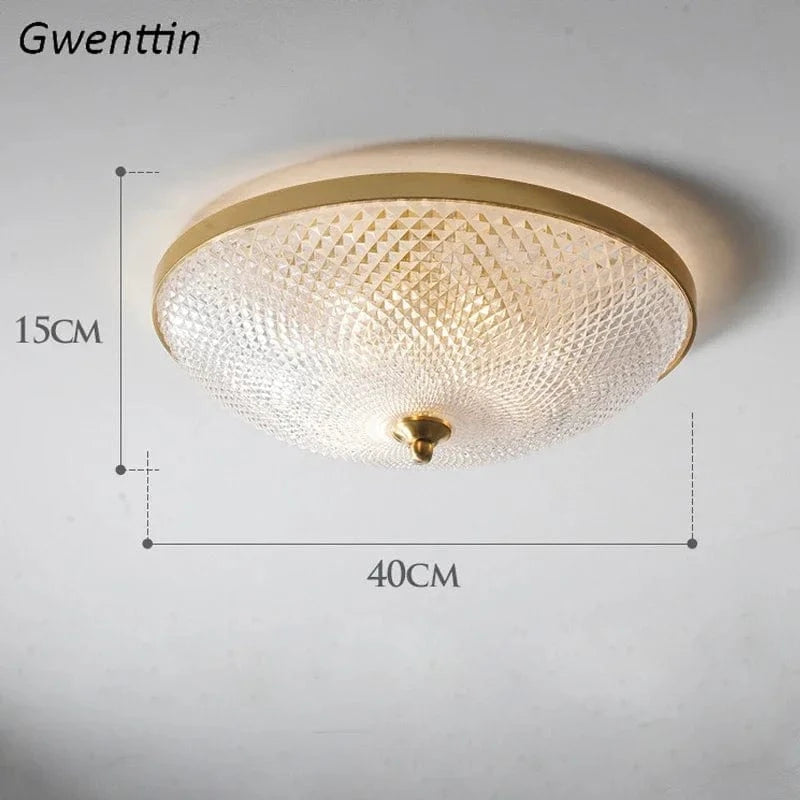 Plafonnier de style américain en cuivre et verre | Marco Lucetti