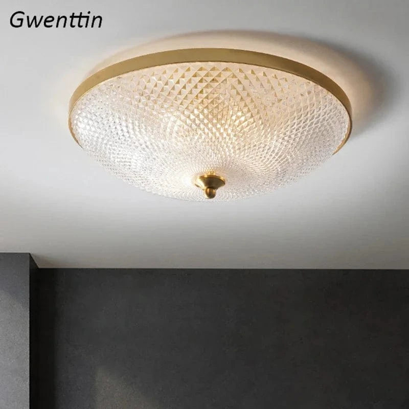 Plafonnier de style américain en cuivre et verre | Marco Lucetti