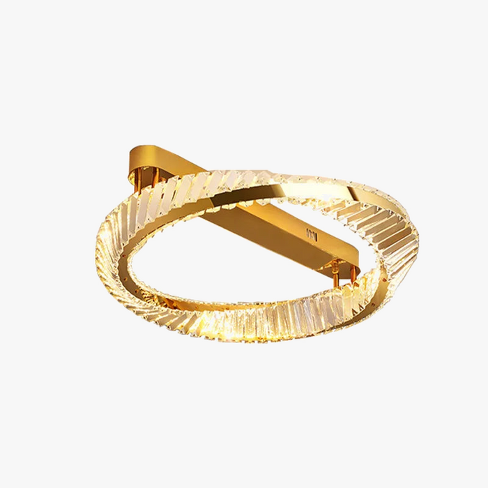 Plafonnier Luxe Doré Cristal