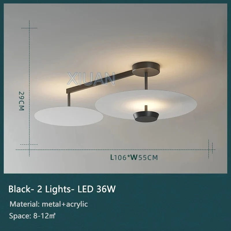 Plafonnier design élégant en métal et verre | Marco Lucetti 2 Lumières Noir / 3 Température de couleur