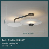 Plafonnier design élégant en métal et verre | Marco Lucetti 2 Lumières Noir / 3 Température de couleur