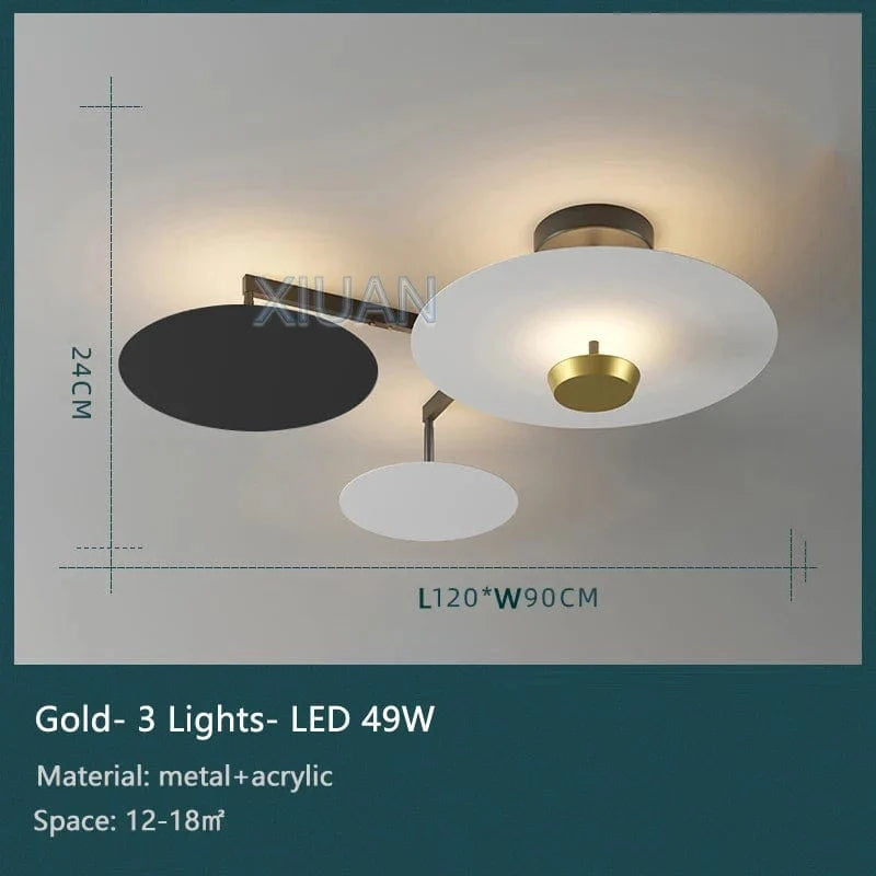 Plafonnier design élégant en métal et verre | Marco Lucetti 3 Lumières Or / 3 Température de couleur