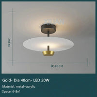 Plafonnier design élégant en métal et verre | Marco Lucetti 40 cm Or / 3 Température de couleur