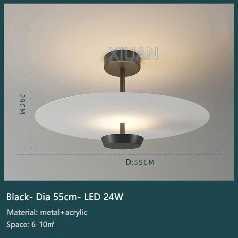 Plafonnier design élégant en métal et verre | Marco Lucetti 55 cm Noir / 3 Température de couleur