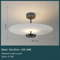 Plafonnier design élégant en métal et verre | Marco Lucetti 55 cm Noir / 3 Température de couleur