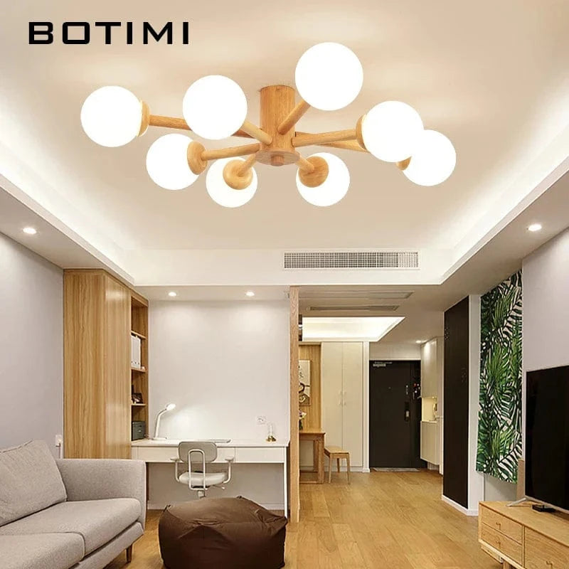 Plafonnier design en bois avec abat-jour en verre | Marco Lucetti