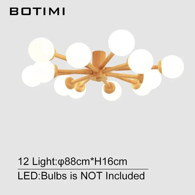 Plafonnier design en bois avec abat-jour en verre | Marco Lucetti 12 Lumière