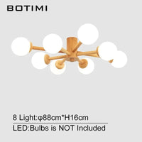 Plafonnier design en bois avec abat-jour en verre | Marco Lucetti 8 Lumière