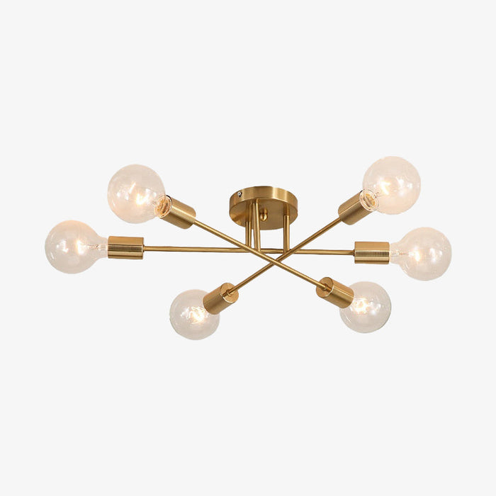 Plafonnier LED Eugie 6 lampes métal entrecroisées