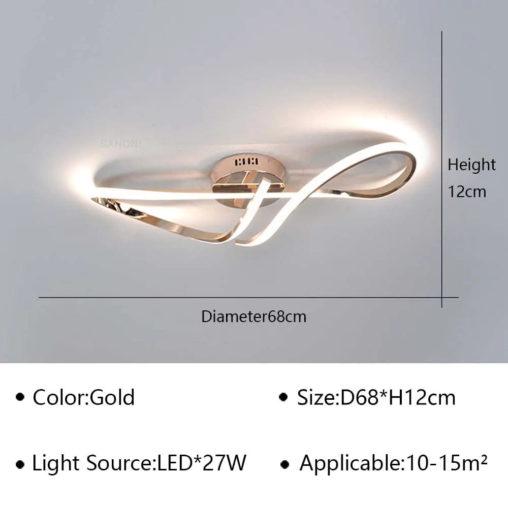 Plafonnier design LED doré chromé - Pour salon, salle à manger et chambre | Marco Lucetti