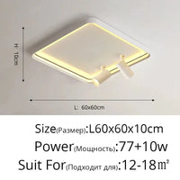 Plafonnier Design LED pour Salon Chambre Intérieur Surface Monté | Marco Lucetti Blanc 60cm / Blanc chaud, pas de télécommande