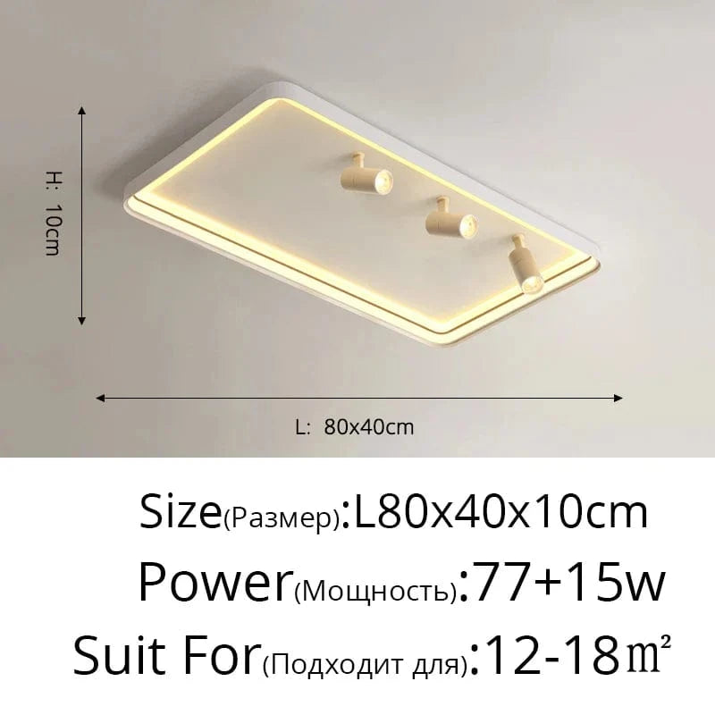 Plafonnier Design LED pour Salon Chambre Intérieur Surface Monté | Marco Lucetti Blanc 80cm / Blanc chaud, pas de télécommande
