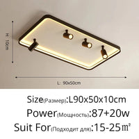 Plafonnier Design LED pour Salon Chambre Intérieur Surface Monté | Marco Lucetti Noir 90cm / Blanc chaud, pas de télécommande