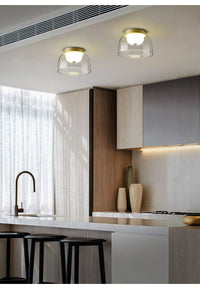 Plafonnier doré en verre, tailles variées | Marco Lucetti