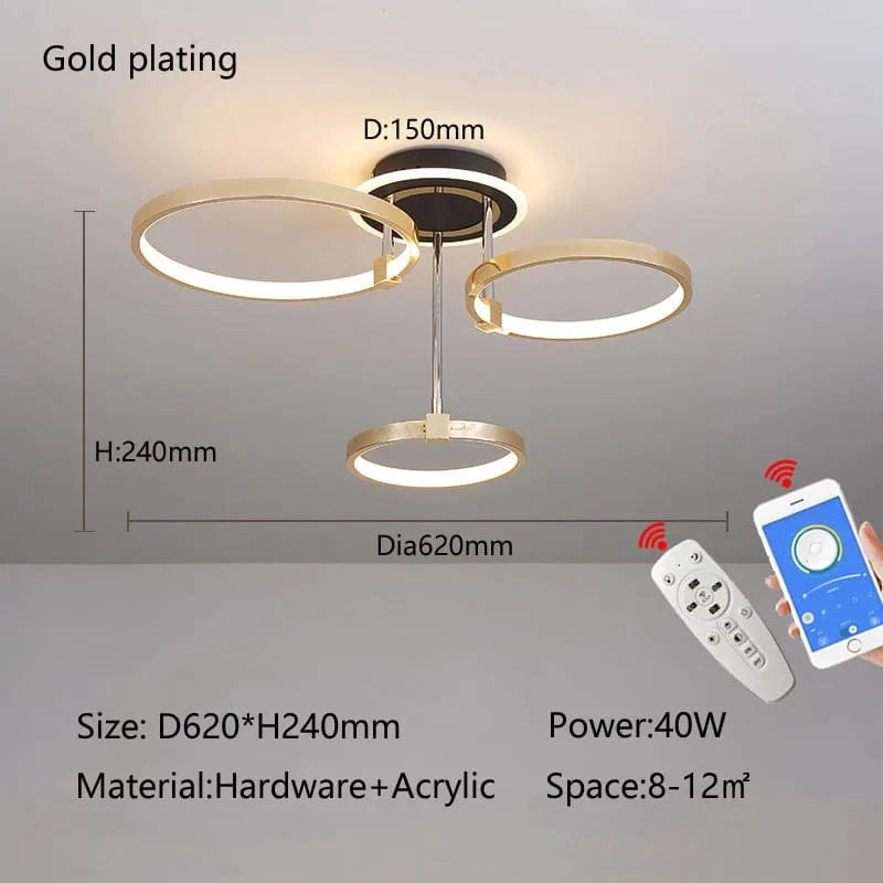 Plafonnier doré LED - Style Moderne | Marco Lucetti 3 Anneaux Or