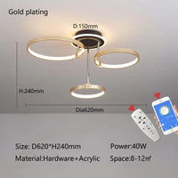 Plafonnier doré LED - Style Moderne | Marco Lucetti 3 Anneaux Or