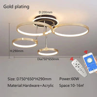 Plafonnier doré LED - Style Moderne | Marco Lucetti 4 Anneaux Or