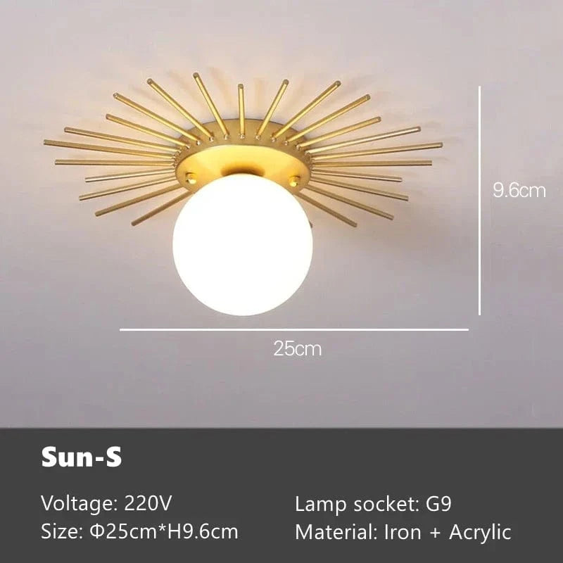 Plafonnier Doré Luxe Nordique Feuille de Lotus - Montage en Surface | Marco Lucetti Soleil S / Tricolore