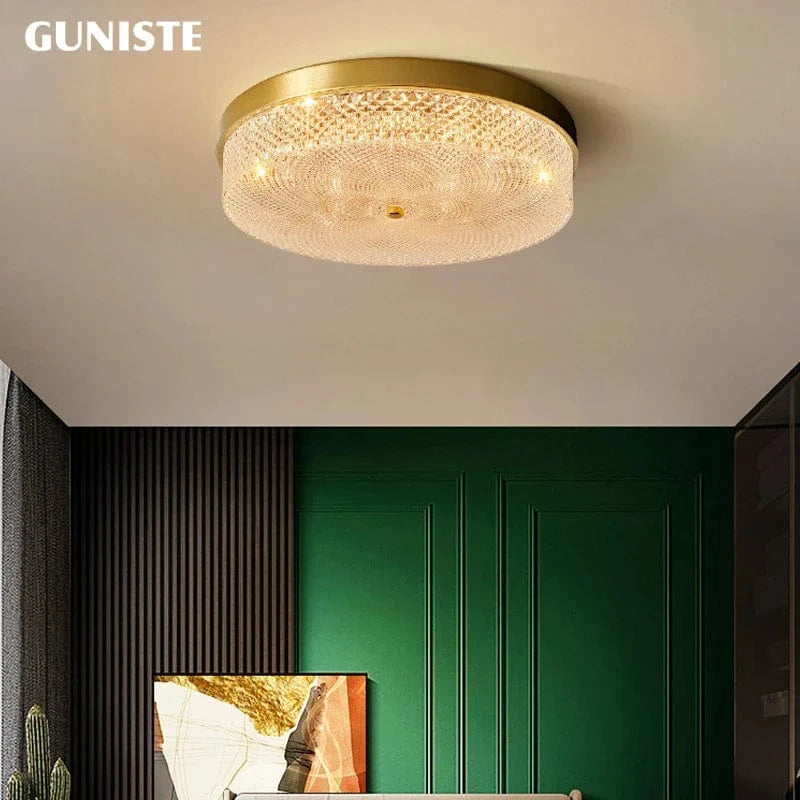 Plafonnier doré métallique rond | Marco Lucetti