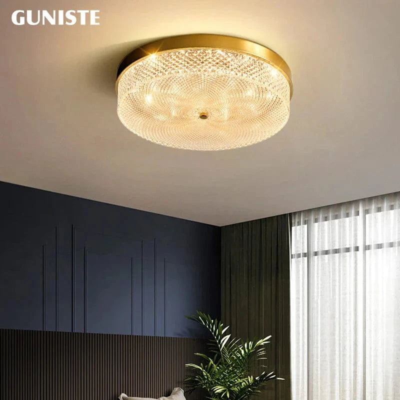 Plafonnier doré métallique rond | Marco Lucetti