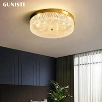 Plafonnier doré métallique rond | Marco Lucetti