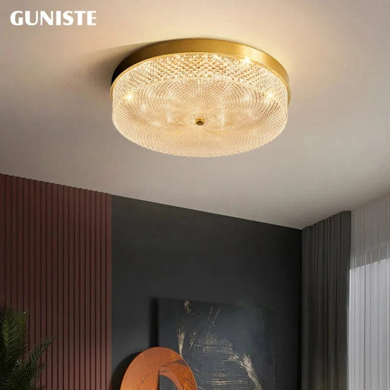 Plafonnier doré métallique rond | Marco Lucetti