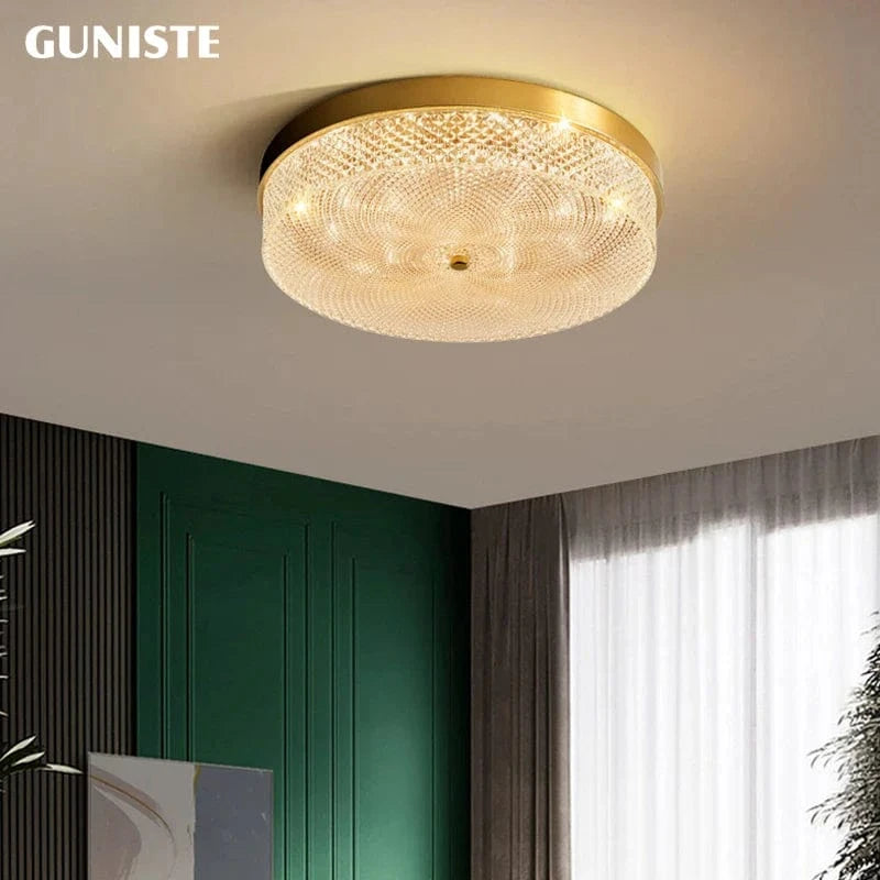 Plafonnier doré métallique rond | Marco Lucetti