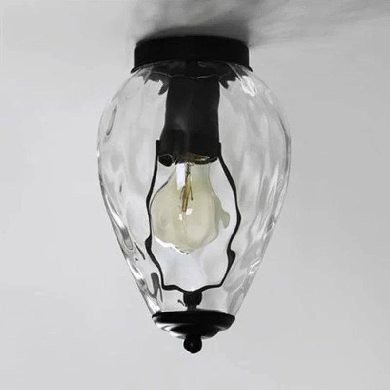 Plafonnier E27 en verre ananas - Collection Tropicana | Marco Lucetti Noir / Blanc chaud