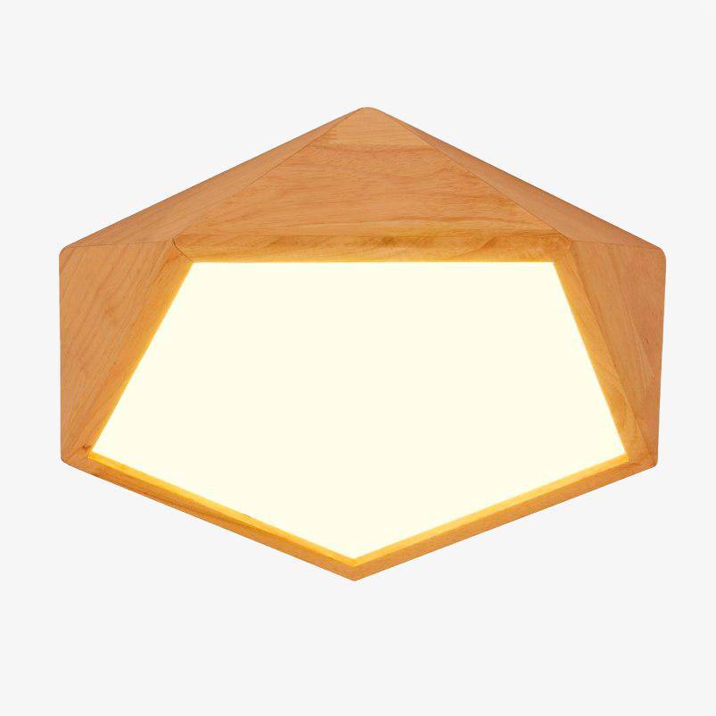 Plafonnier LED Geometric en bois naturel