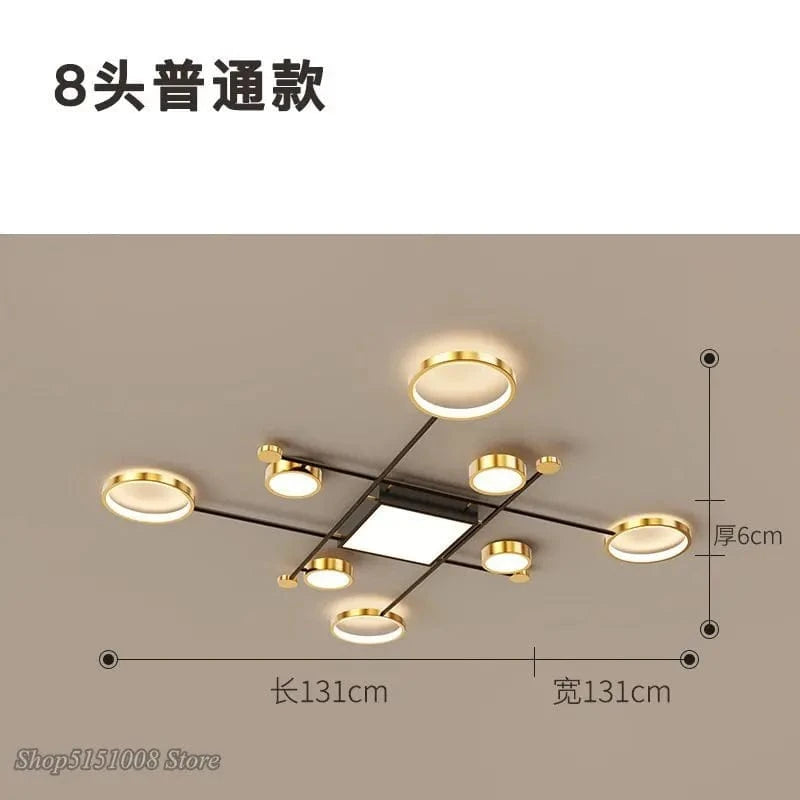 Plafonnier élégant en cadre alu doré avec LED | Marco Lucetti