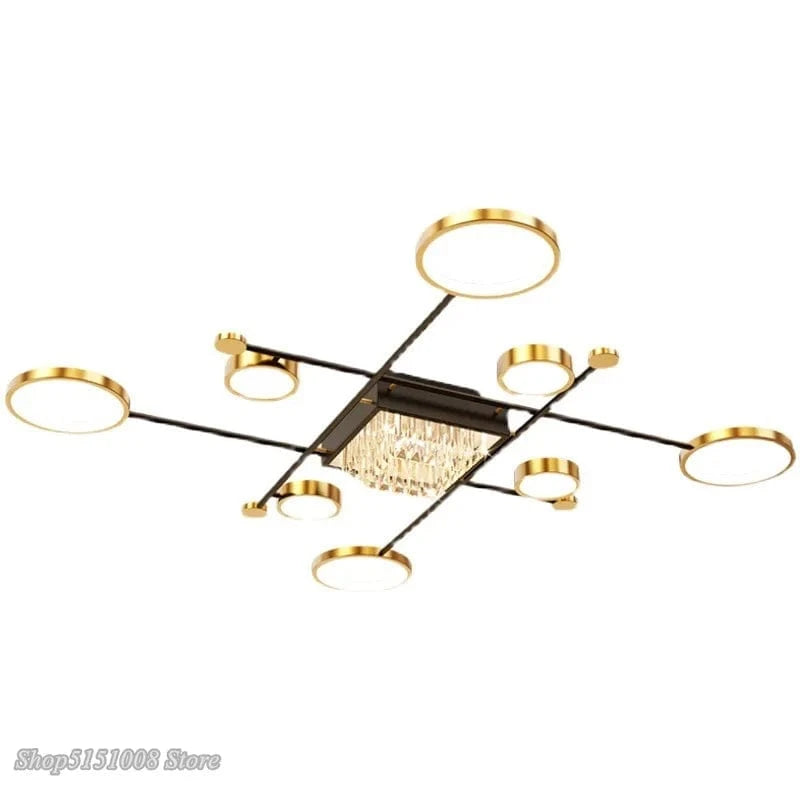 Plafonnier élégant en cadre alu doré avec LED | Marco Lucetti