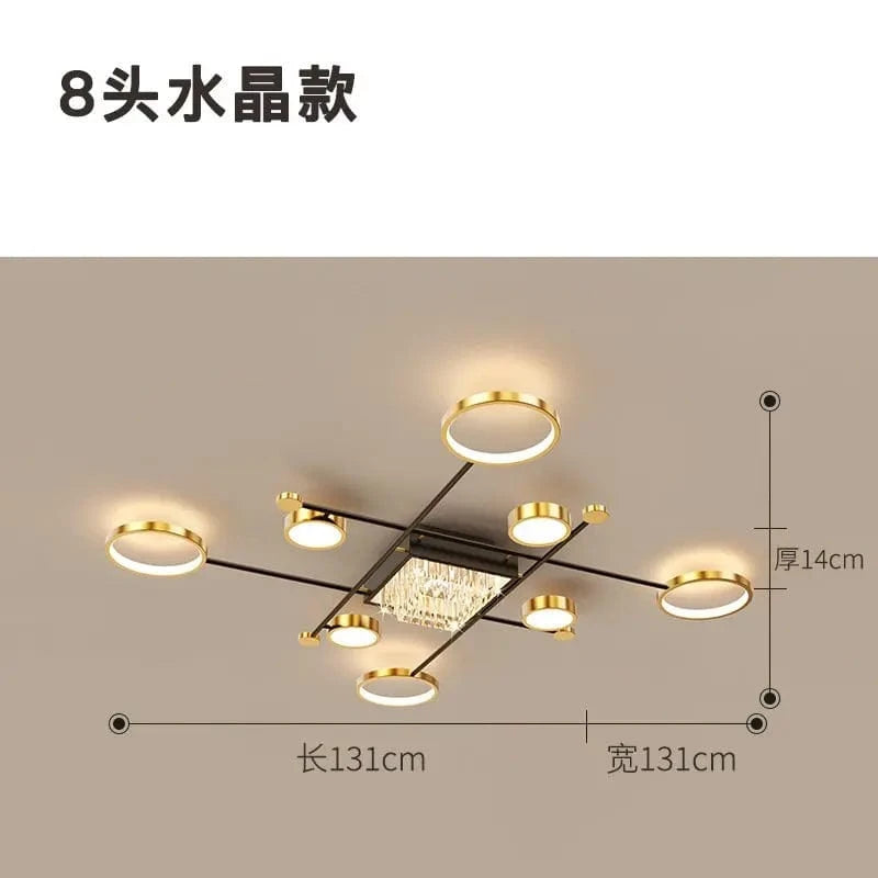Plafonnier élégant en cadre alu doré avec LED | Marco Lucetti Type B1 / Lumière blanche
