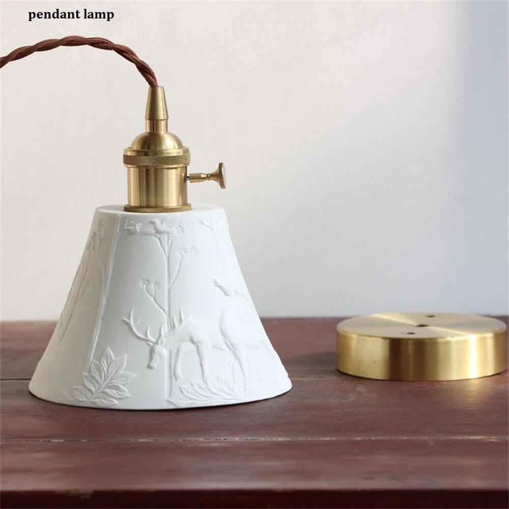 Plafonnier élégant en céramique pour une déco rustique | Marco Lucetti Lampe à suspension A / Blanc froid