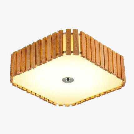 Plafonnier LED en bois - Carré arrondi