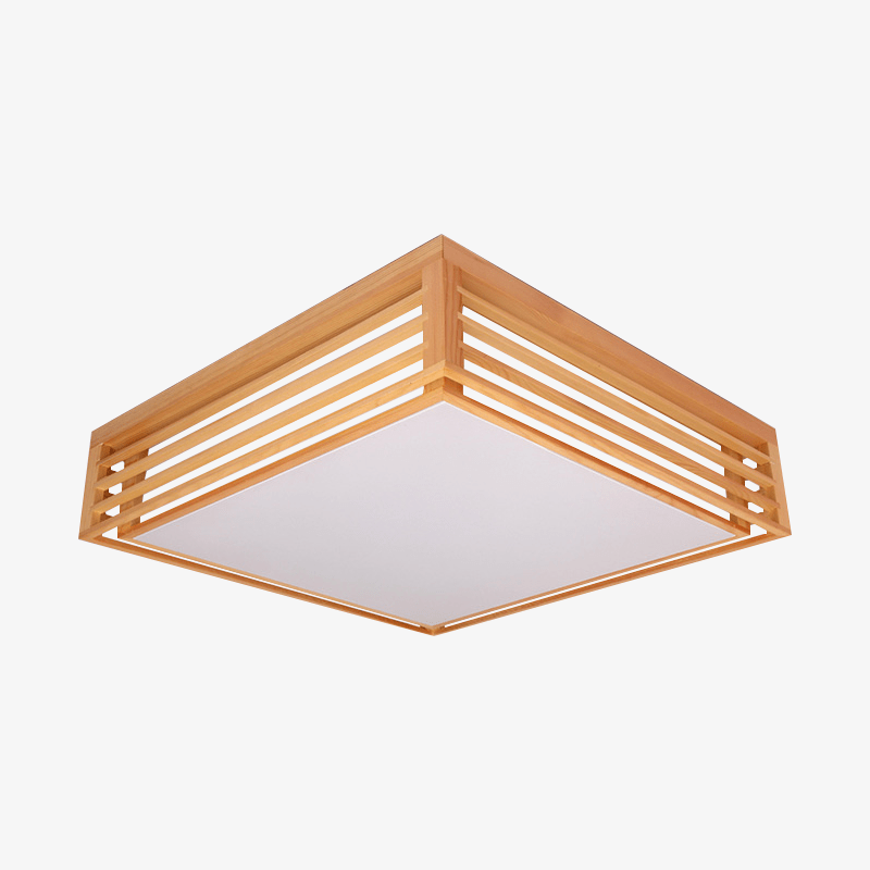 Plafonnier carré en bois à LED - Style Japanese