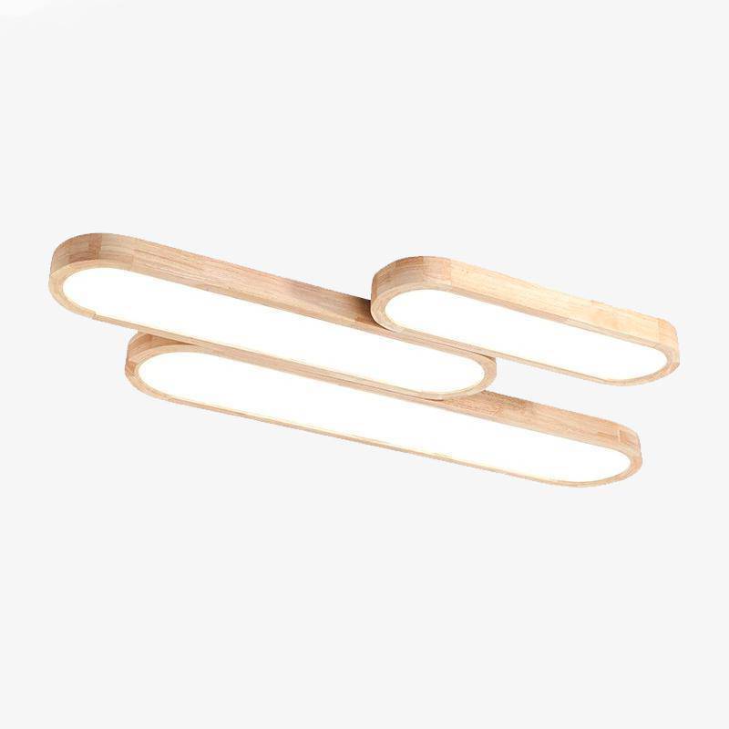 Plafonnier Bois LED : Tubes Arrondis