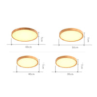 Plafonnier LED en bois rond ultra-fin