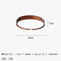 Plafonnier en bois premium avec cuir artificiel et 3 ronds interchangeables design