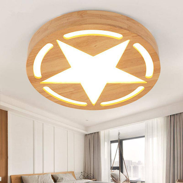 Plafonnier en bois avec LED en forme d'étoile | Marco Lucetti