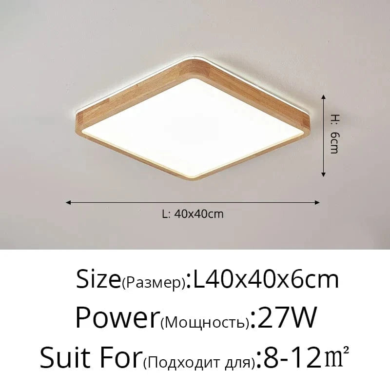 Plafonnier en bois massif avec protection contre la lumière bleue pour les yeux | Marco Lucetti Carré L40x40cm 27W / Luminosité variable