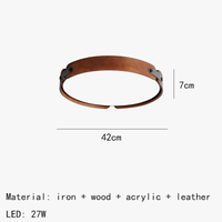 Plafonnier en bois premium avec cuir artificiel et 3 ronds interchangeables design | Marco Lucetti