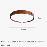 Plafonnier en bois premium avec cuir artificiel et 3 ronds interchangeables design | Marco Lucetti