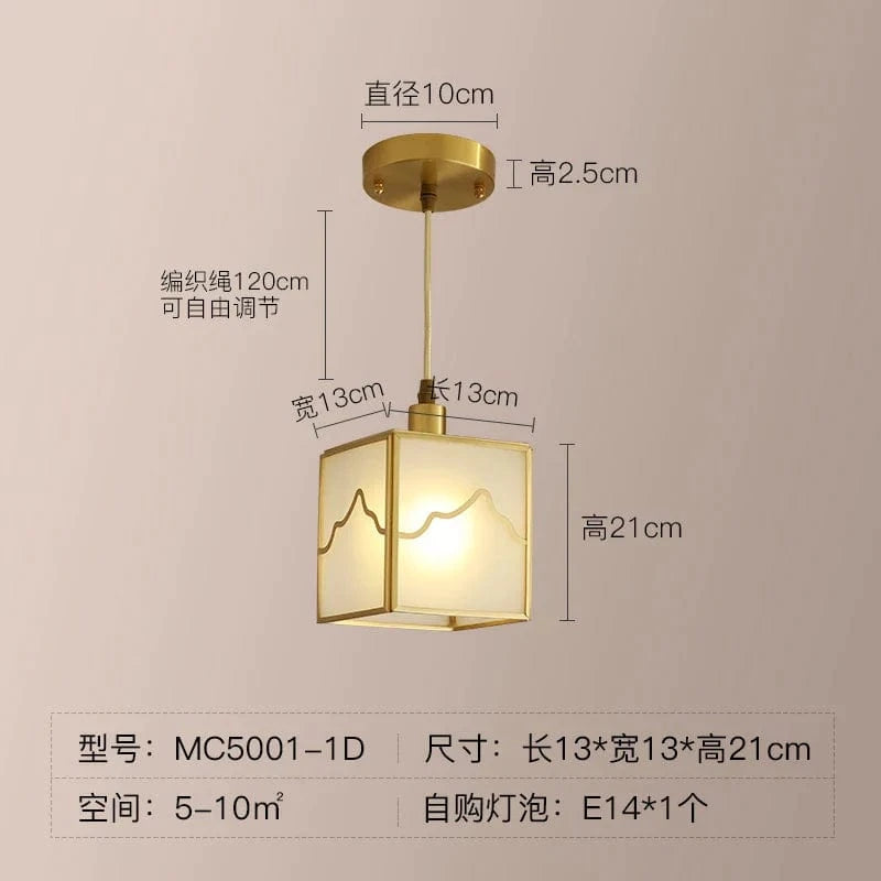 Plafonnier en cuivre style Chinois moderne pour café-bar oriental | Marco Lucetti Plafonnier