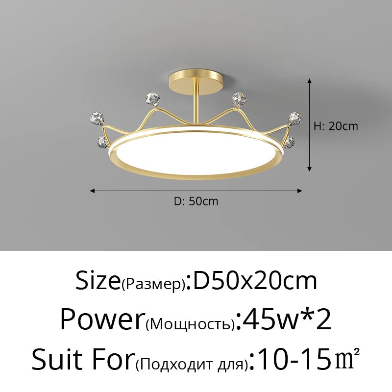 Plafonnier Couronne pour Chambre d'Enfant Princesse - Protection des Yeux