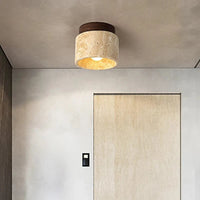 Plafonnier en marbre jaune Wabi Sabi pour hall d'entrée, couloir et balcon : idéal pour Restaurant, hôtel, allée et décor. | Marco Lucetti