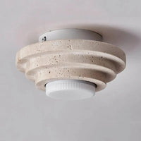 Plafonnier en marbre naturel style nordique chic | Marco Lucetti D170xH100mm / Blanc chaud | 6-10W