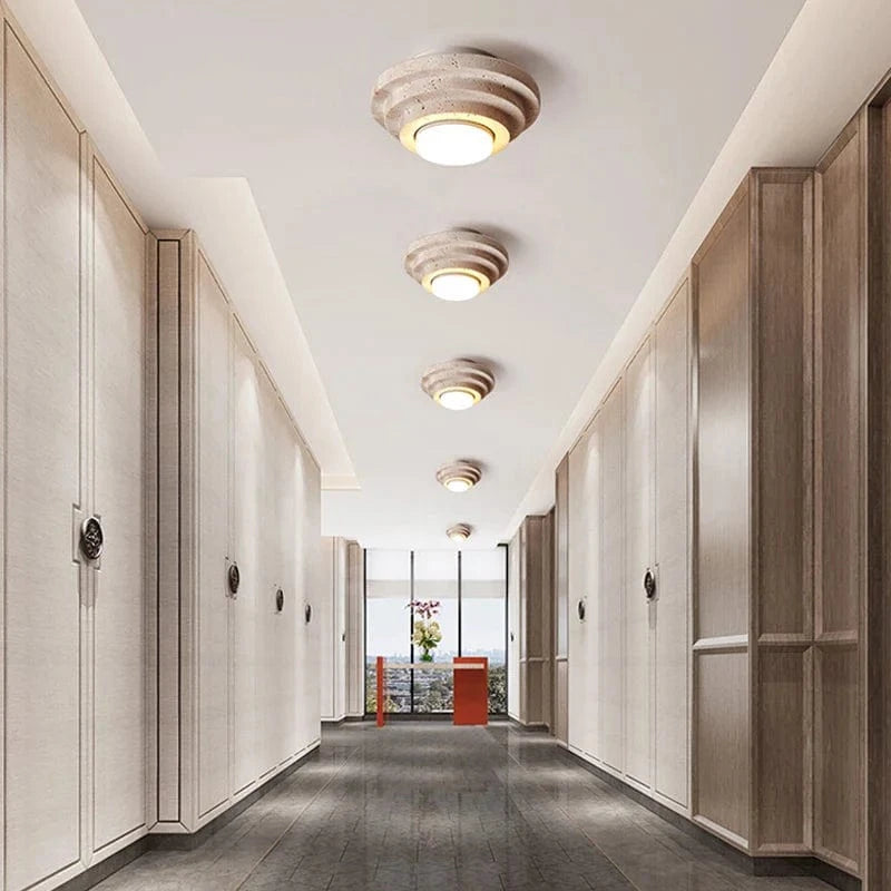 Plafonnier en marbre naturel style nordique chic | Marco Lucetti D170xH100mm / Blanc chaud | 6-10W