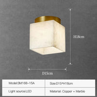 Plafonnier en marbre nordique pour cuisine, allée, hall et escalier en laiton. | Marco Lucetti Type A D15 H18cm