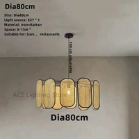 Plafonnier en rotin style chinois décoratif - Nouveau modèle pour restaurant | Marco Lucetti Dia80cm / Blanc chaud